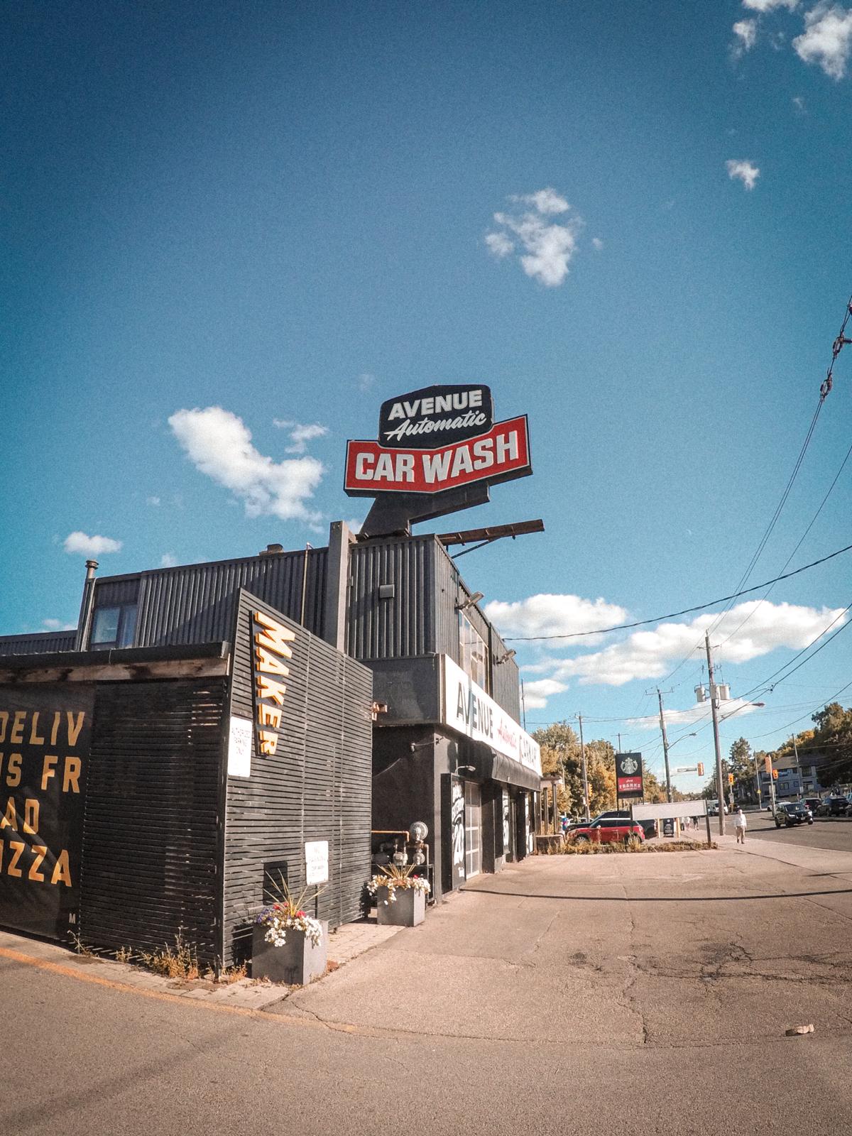 Avenue Automatic Car Wash storefront with signature retro signage on Avenue Road, North York